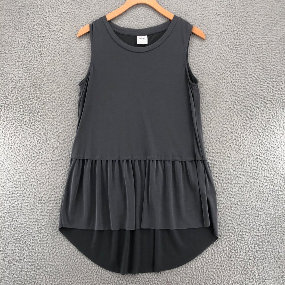 Mote Top Womens Small Gray Modal Blend High Low Pleated Sleeveless Stretch Knit - Picture 1 of 9